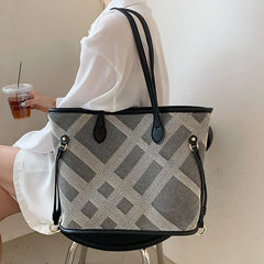 Lady Canvas Tote Bag Bucket Women Big Shopper Handbags Shoulder Bags
