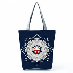 Floral Porcelain Abstract Pattern Shoulder Bag Teen School Book Tote