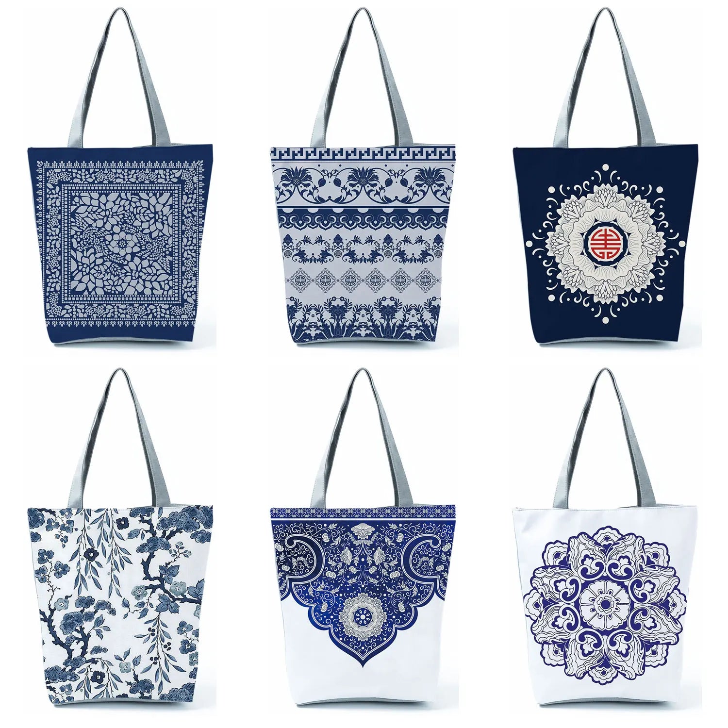 Floral Porcelain Geometry Pattern Shoulder Bag for Teenagers