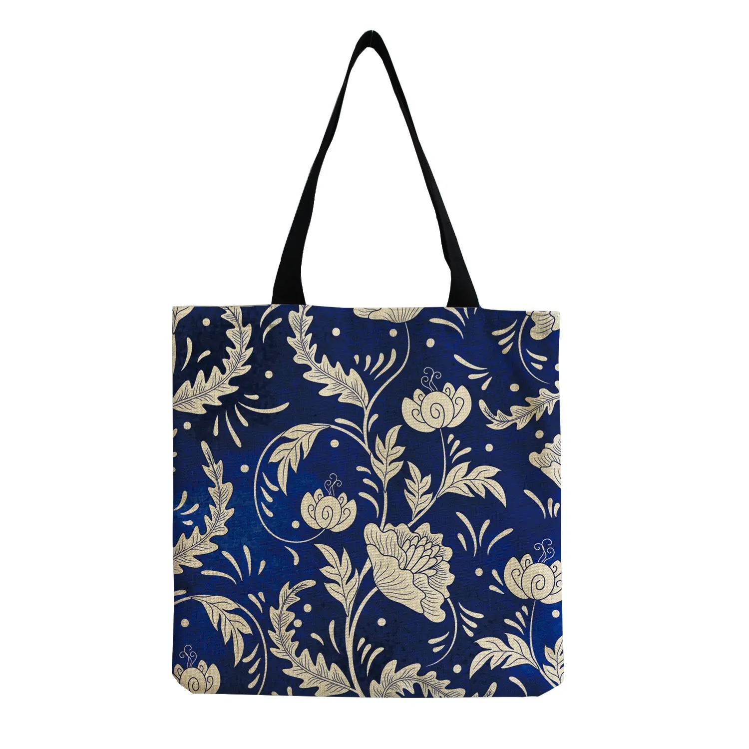 Floral Porcelain Geometry Shoulder Bag Ladies Casual Book Tote