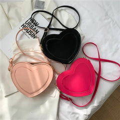 Heart Shape Female Handbags Single Strap Shoulder Bags PU Leather Pure