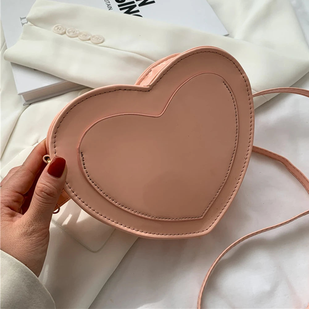 Heart Shape Female Handbags Single Strap Shoulder Bags PU Leather Pure