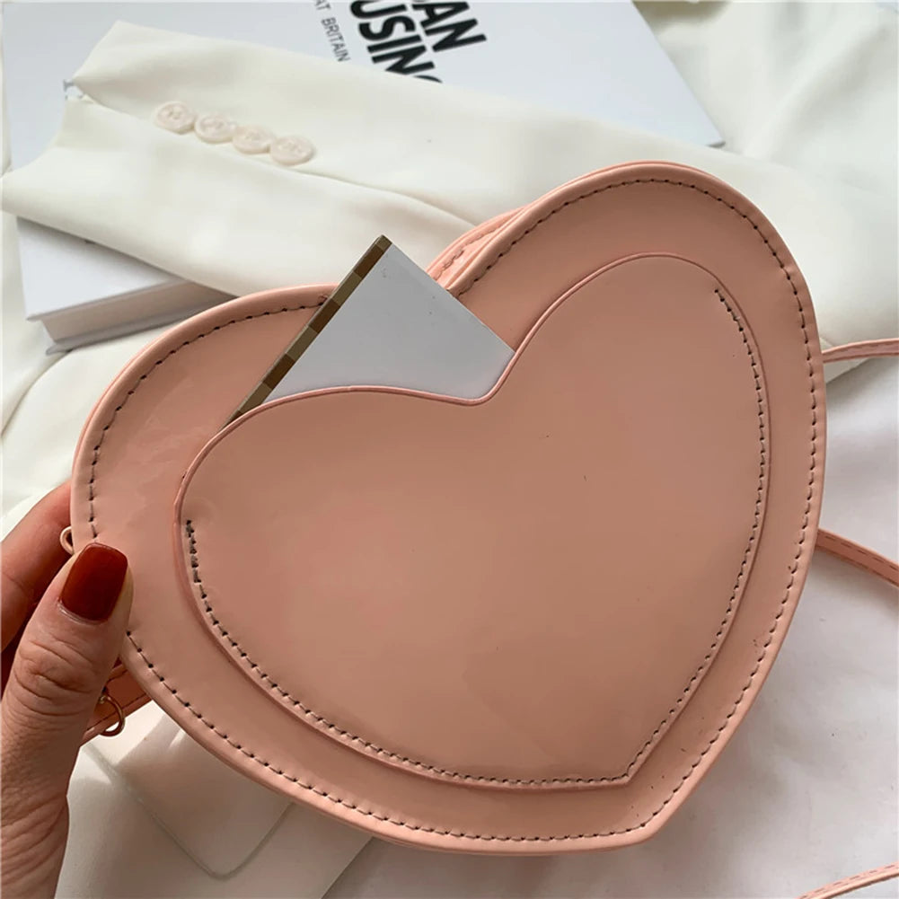 Heart Shape Female Handbags Single Strap Shoulder Bags PU Leather Pure