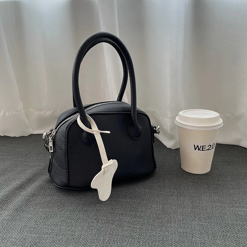 Lychee Pattern Women Top-handle Bags Solid PU Leather Female Shoulder Crossbody