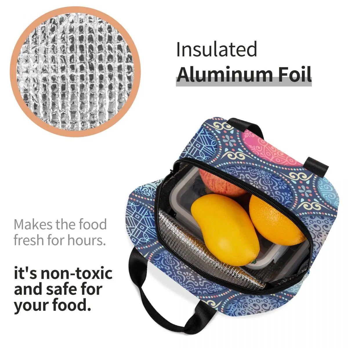 Ethnic Lunch Bag Insulated Thermal Cooler Bento Lunch Box Tote Picnic Storage