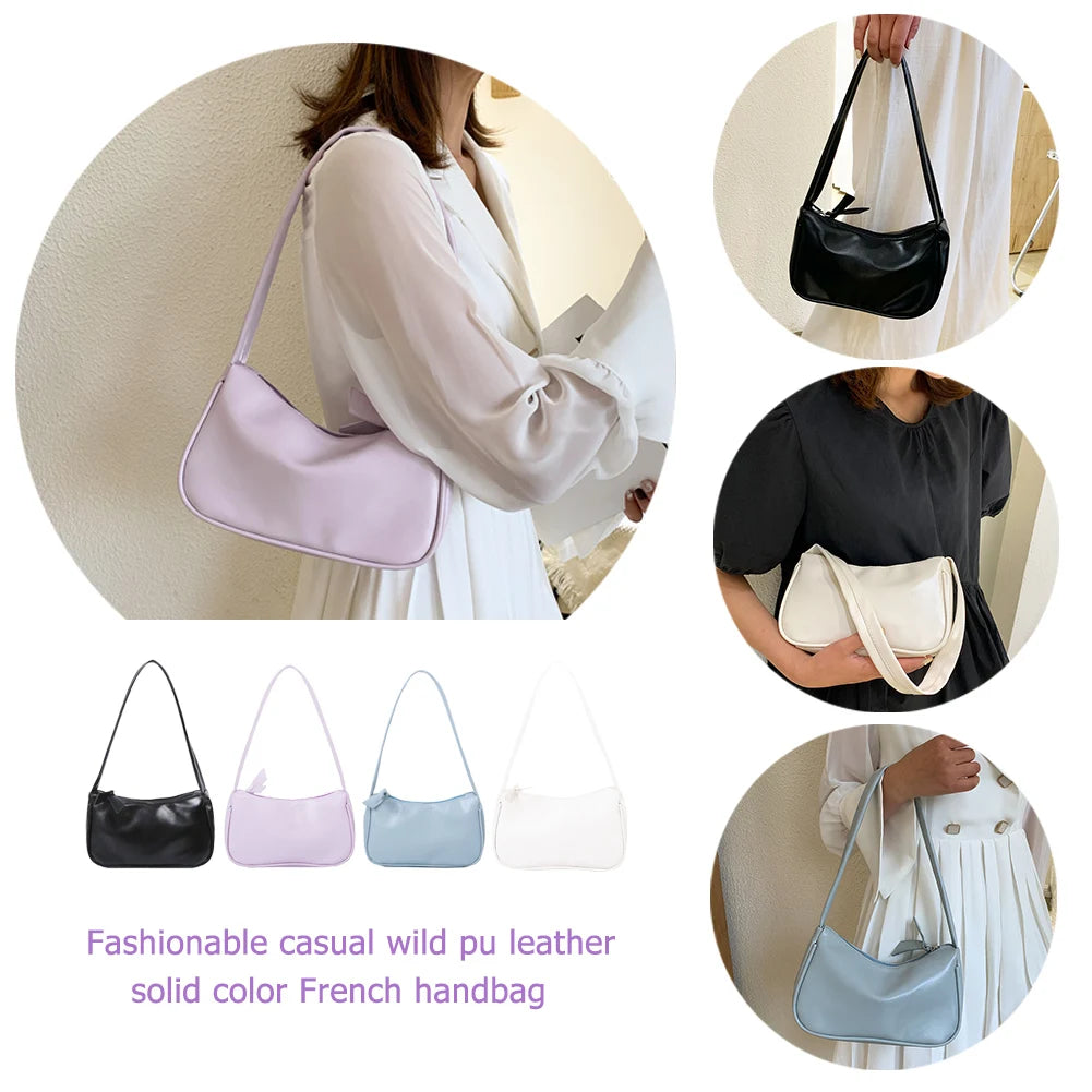 PU Leather Underarm Bag Totes Girls Casual Shoulder Women Handbags Pouch