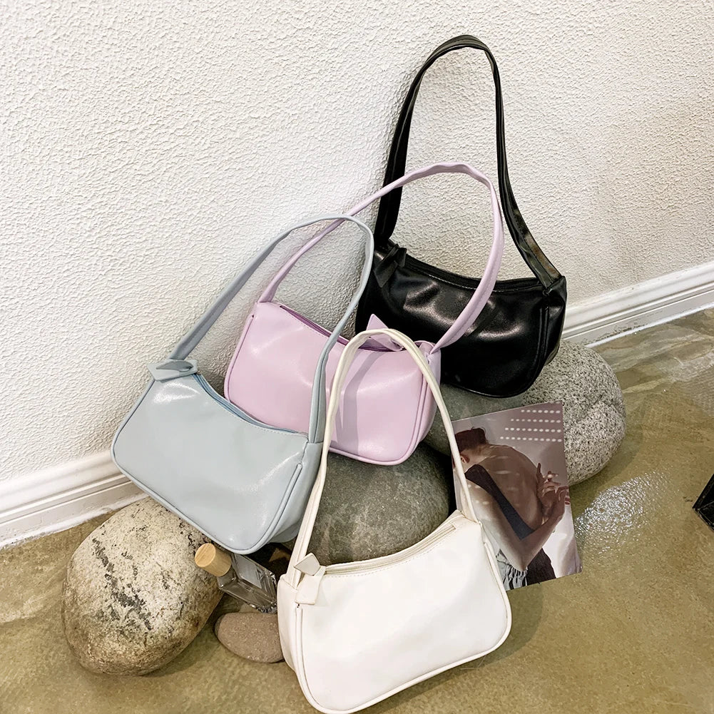 PU Leather Underarm Bag Totes Girls Casual Shoulder Women Handbags Pouch