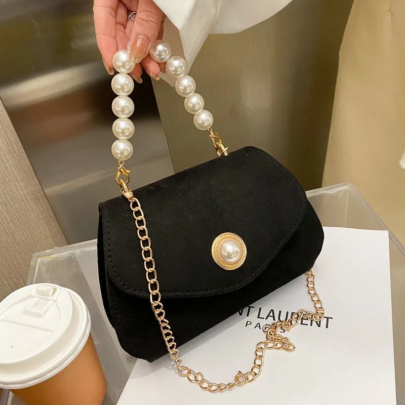 Vintage Pearl Chain Evening Shoulder Bag Ladies Clutch Purse Crossbody Handbag