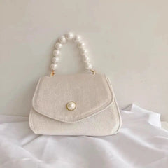 Vintage Pearl Chain Evening Shoulder Bag Ladies Clutch Purse Crossbody Handbag