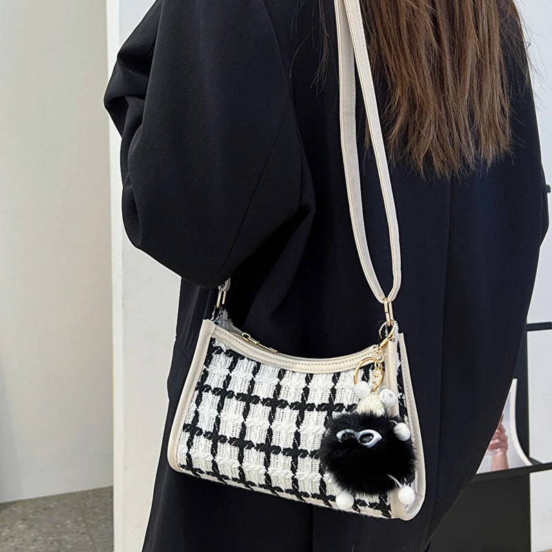Plaid Messenger Bag Women Underarm Shoulder Clutch Purse Casual Tote Handbag