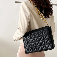 Quilting Shoulder Bag PU Leather Armpit Bag Crossbody Handbag