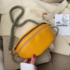 Stylish Braid Belt Waist Pack Women PU Leather Waist Bag