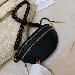 Stylish Braid Belt Waist Pack Women PU Leather Waist Bag