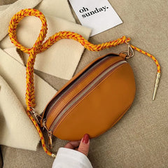 Stylish Braid Belt Waist Pack Women PU Leather Waist Bag