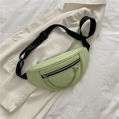 Stylish PU Leather Waist Bag Chain Fanny Pack Female Chest Bag