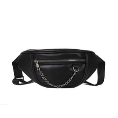 Stylish PU Leather Waist Bag Chain Fanny Pack Female Chest Bag