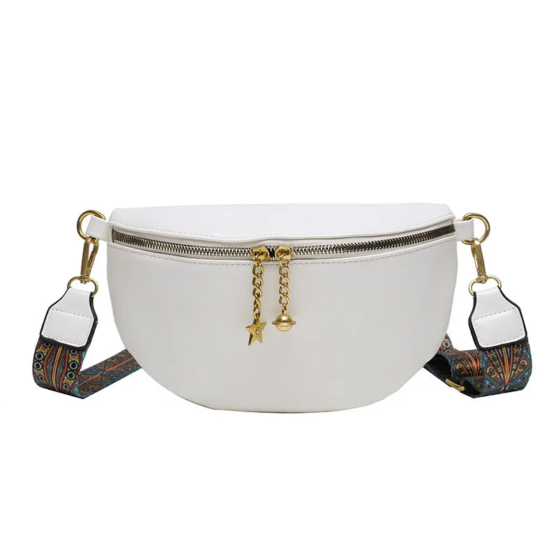 Stylish PU Leather Waist Bag for Women Chain Zipper Fanny Pack