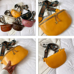 Stylish PU Leather Waist Bag for Women Chain Zipper Fanny Pack