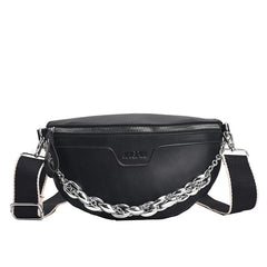 Solid Colour PU Leather Waist Bag For Women Stylish Fanny Pack