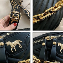 Tabby PU Leather Chain Waist Bags V Stripe Fanny Pack