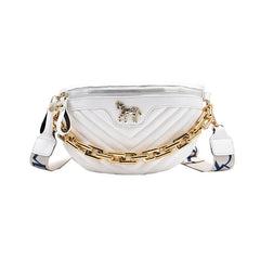 Tabby PU Leather Chain Waist Bags V Stripe Fanny Pack