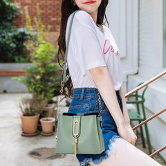Tassel Pendant Shoulder Bag for Women PU Leather Bucket Crossbody Bag