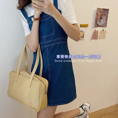 Women's Soft PU Leather Top-handle Bag Large Capacity Casual Tote Handbag