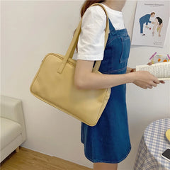 Women's Soft PU Leather Top-handle Bag Large Capacity Casual Tote Handbag