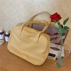 Women's Soft PU Leather Top-handle Bag Large Capacity Casual Tote Handbag