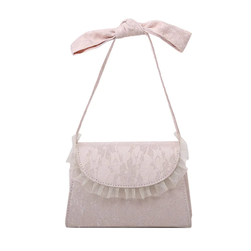 Lace Bowknot Shoulder Bag Small Wallet Female Party Handbag
