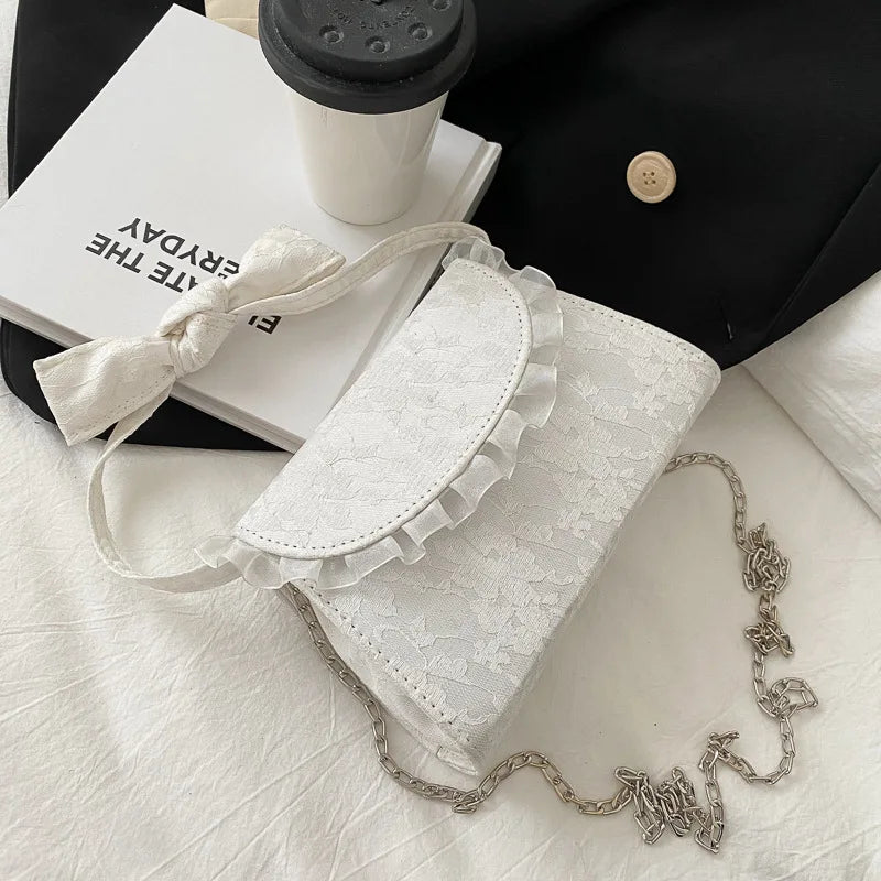 Lace Bowknot Shoulder Bag Small Wallet Female Party Handbag
