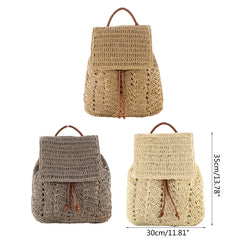 Summer Straw Bag Flap Top Handle Handbag Backpack