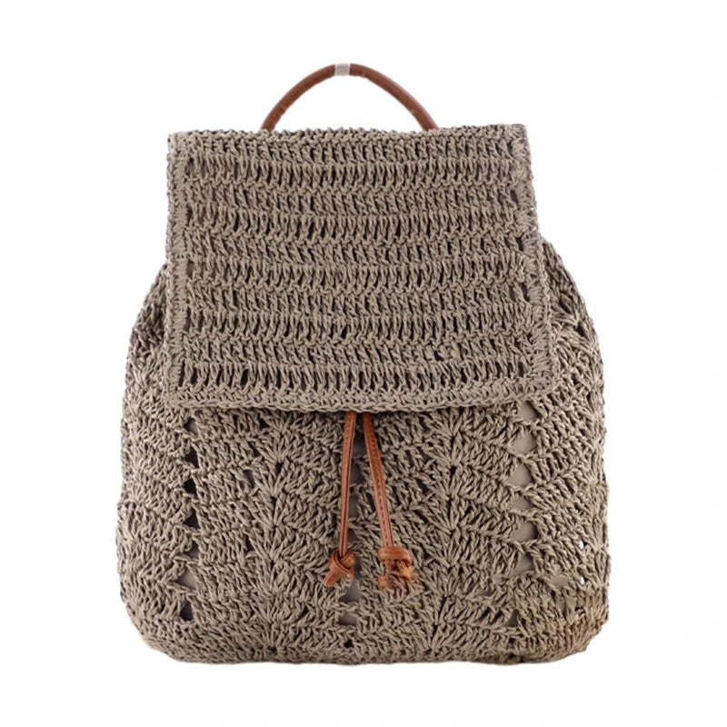 Summer Straw Bag Flap Top Handle Handbag Backpack
