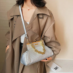 Women Chain Clutch Shoulder Bag Handbag Pleated Crossbody Bag