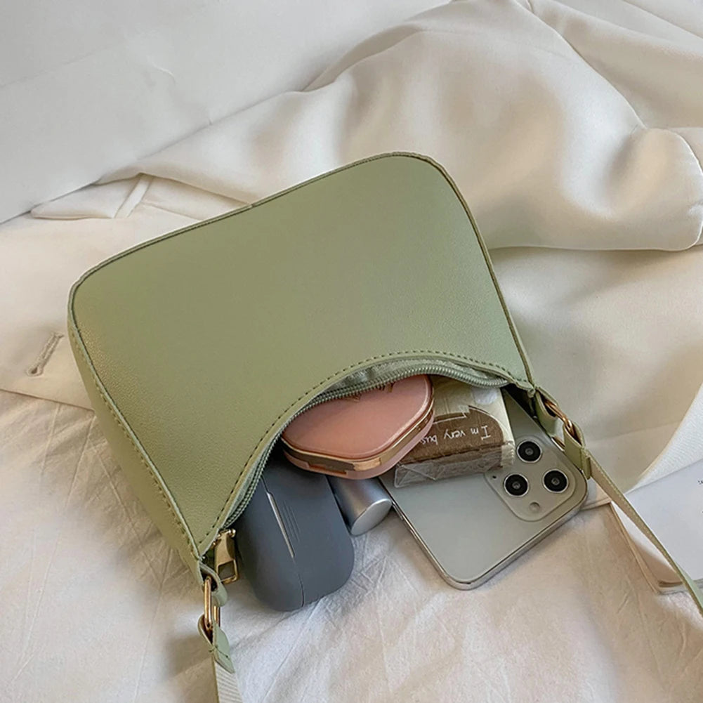 Women Shoulder Bag Soft PU Leather Bucket Bag Female Travel Crossbody Solid Tote