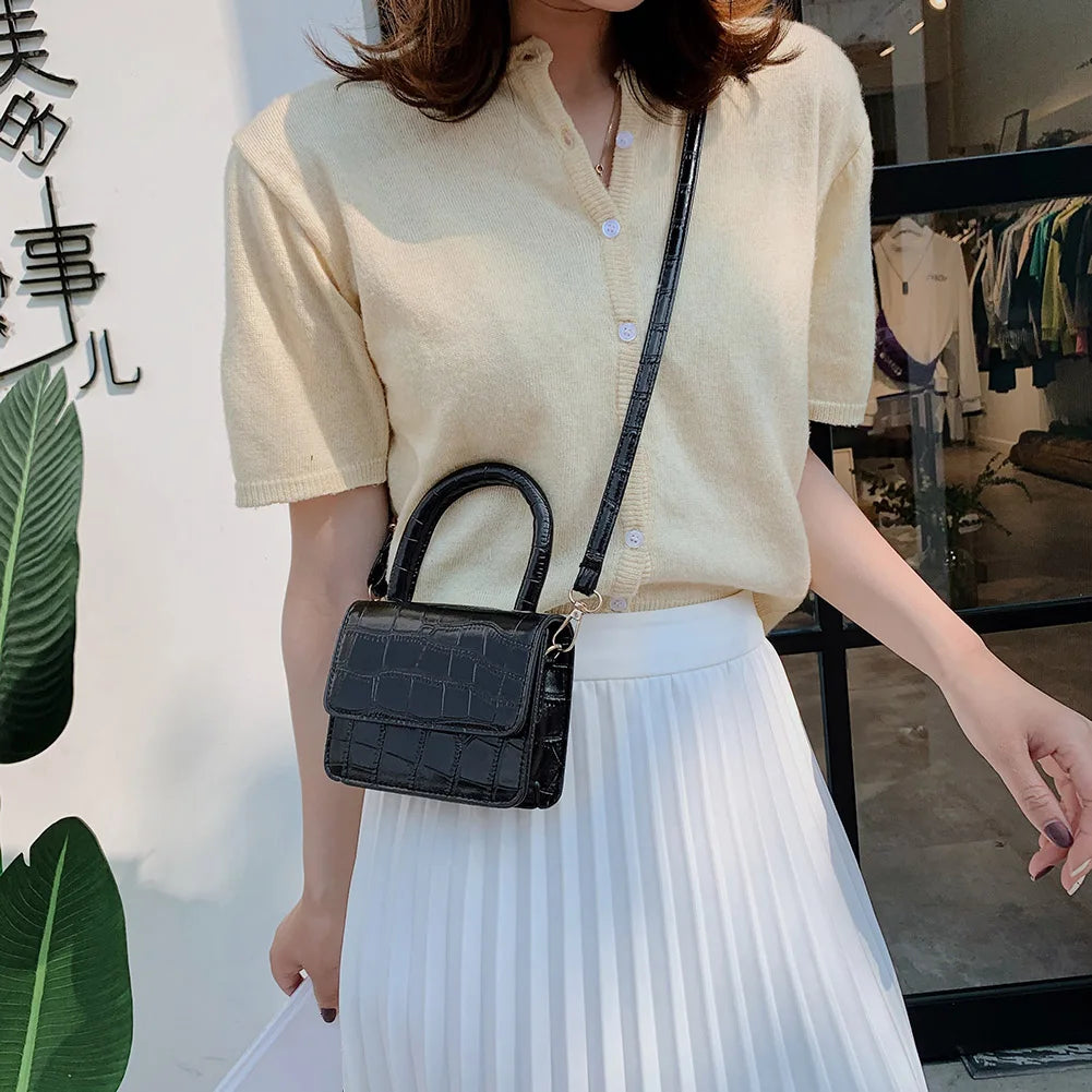 Women PU Leather Mini Shoulder Handbags Pure Flap Messenger Crossbody Bags