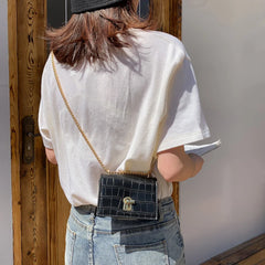 Women Mini Shoulder Bag PU Leather Chain Crossbody Light Wild Daily Messenger