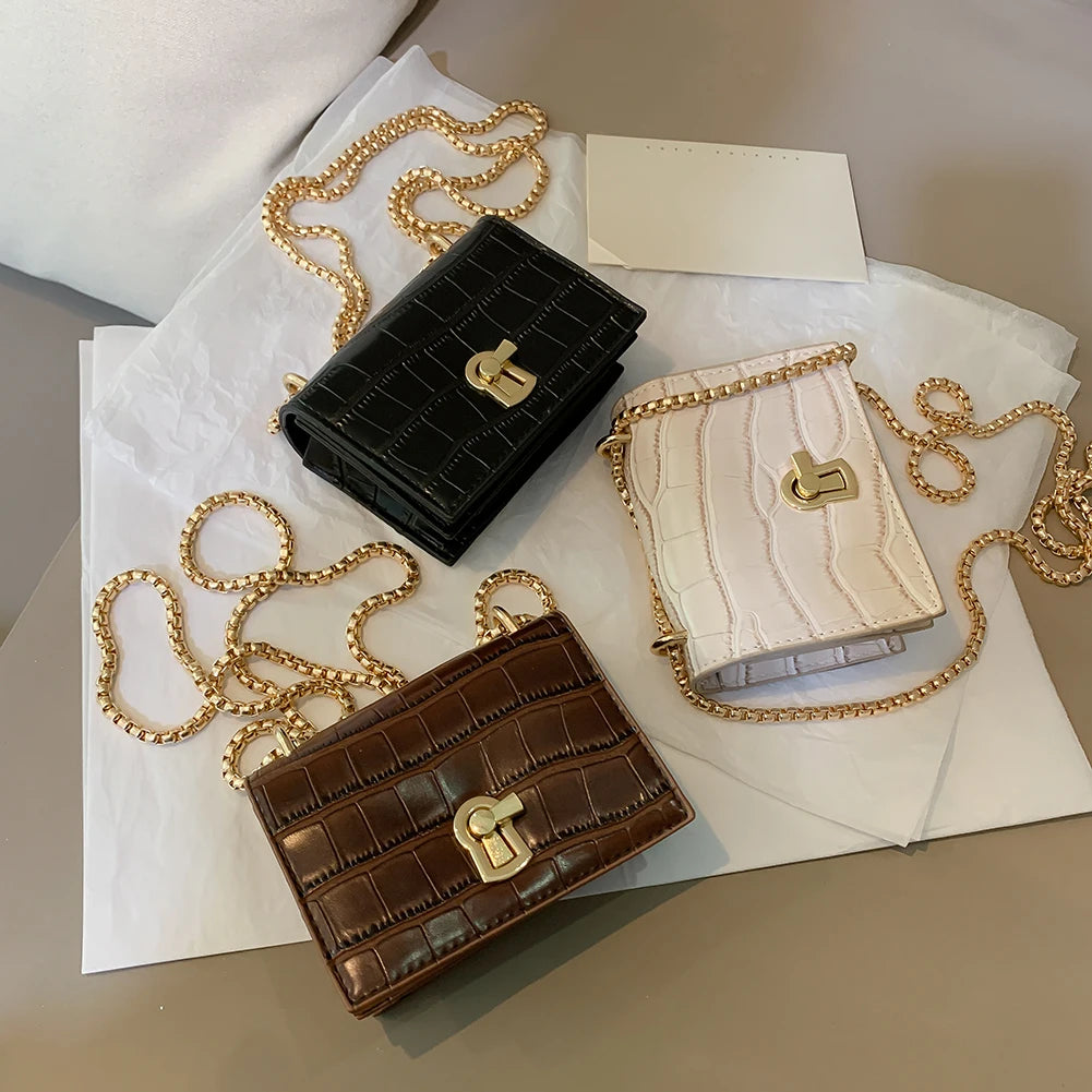 Women Mini Shoulder Bag PU Leather Chain Crossbody Light Wild Daily Messenger