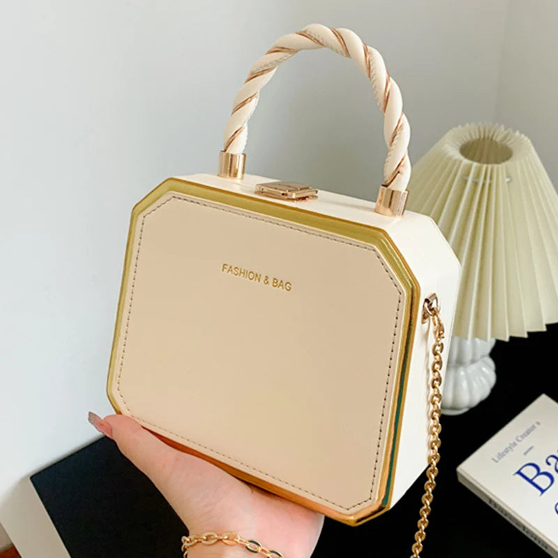 Women Purple Box Bags High Chain Shoulder Bags Party Handbag and Purse Crossbody