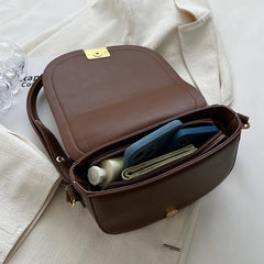 Women Red Brown Crossbody Bags Female Pu Leather Saddle Bags Armpit Bags