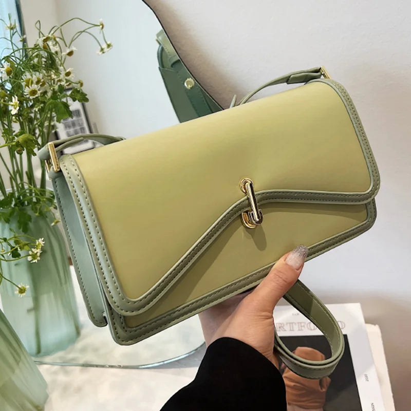 Women Shoulder Bag Axillary Bags PU Leather Crossbody Bags Green Flap Bags