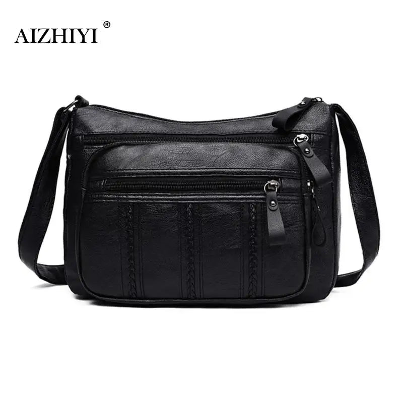 Women Soft PU Leather Crossbody Bag Large Capacity Tote Shoulder Bag