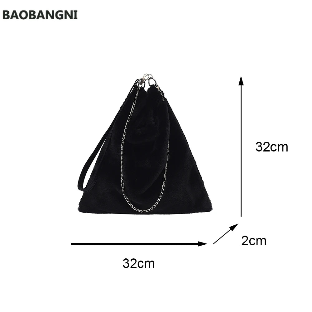 Winter Plush Bucket Bag Faux Fur Shopping Bag Large Capacity