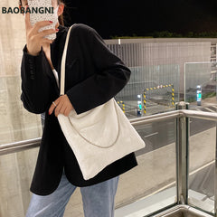 Winter Plush Bucket Bag Faux Fur Shopping Bag Large Capacity
