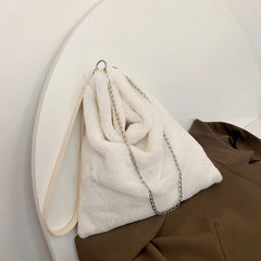 Winter Plush Bucket Bag Faux Fur Shopping Bag Large Capacity