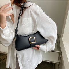 Mini Half Moon PU Leather Tote Bag Evening Bag Small Shoulder Handbag