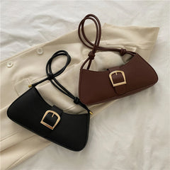 Mini Half Moon PU Leather Tote Bag Evening Bag Small Shoulder Handbag