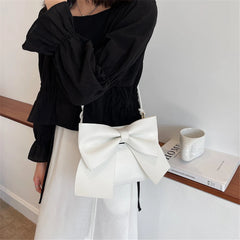 Women's Bow Underarm Bag Leather Shoulder Messenger Bags Lady Purses