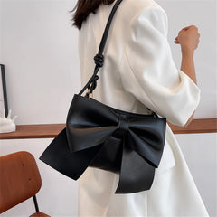Women's Bow Underarm Bag Leather Shoulder Messenger Bags Lady Purses