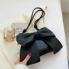 Women's Bow Underarm Bag Leather Shoulder Messenger Bags Lady Purses